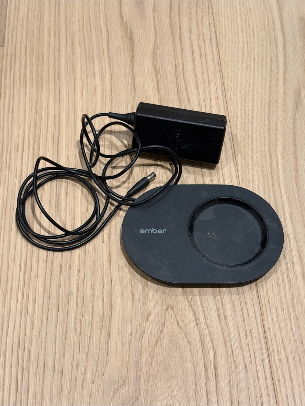 Ember Black Mug Warmer Charging Coaster & power cable